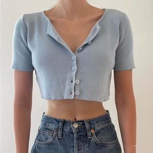 Cropped Button Up Cardigan